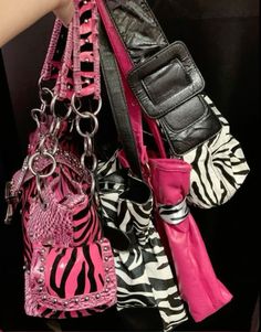 2000s Purse, Pink Zebra Print, Y2k Purse, Catty Noir