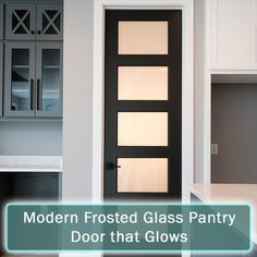 modern frosted glass pantry door Black Pantry Door White Kitchen, Black Pantry Door Ideas, Pantry Door Ideas Modern, Glass Pantry Door Ideas, Black Pantry Door, Modern Pantry Door, Frosted Pantry Door, Glass Pantry Doors, Pantry Light