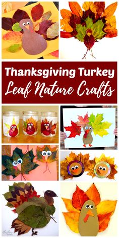 thanksgiving turkey leaf nature crafts for kids to make with leaves and other autumn activities that are fun