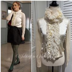 Seen On Blair Waldorf (Leighton Meester In Gossip Girl) Ruffle Detail With Sequins Cardigan. White/Cream Color, Size Xs. Very Good Condition. White Ruffled Cardigan For Spring, Elegant Long Sleeve Ruffled Cardigan, White Ruffled Cardigan For Fall, Cream Ruffled Cardigan For Fall, Ruffle Cardigan, Sequin Cardigan, Cardigan White, Leighton Meester, Blair Waldorf