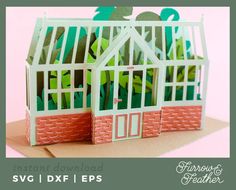 an image of a house made out of paper with the words svg dxf eps