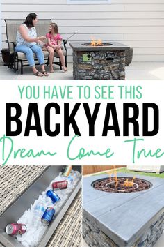 an outdoor fire pit with text overlay that reads, you have to see this backyard dream come true