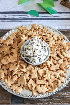 a plate full of cookies and cream cheese