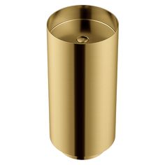 a gold trash can on a white background