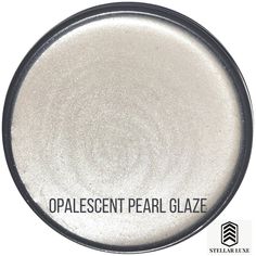 an opalescent pearl glaze is shown on a white background with the words opalescent pearl glaze