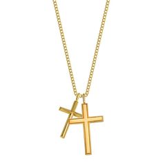 The Cross Necklace is a quintessential men's jewelry piece and we've made it a point to perfect it. We wanted to create a Cross Necklace that was classic yet edgy, high quality yet affordable and bold but not overdone - and we think we've done exactly that. The Cross Necklace comes with a Micro Curb style chain and the chain length of your choice! The pendant and chain are made from high-grade Stainless Steel. The Cross Necklace features two 3D style cross pendants with the larger standing at 1 A Cross Necklace, Feather Cuff Bracelet, Phoenix Necklace, Key Bracelet, Nail Bracelet, Bones Bracelet, Arrow Bracelet, Contemporary Clothing, Gold Cross Necklace