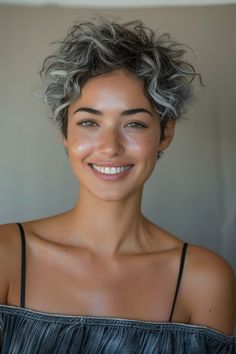 34 Gorgeous Curly Short Haircuts to Transform Your Look in 2024 – CreativeBooster Grey Pixie Haircut, Curly Short Haircuts, Pixie 2024, Curly Bob Hair, Grey Hair Over 50, Hair Change, Curly Pixie Hairstyles