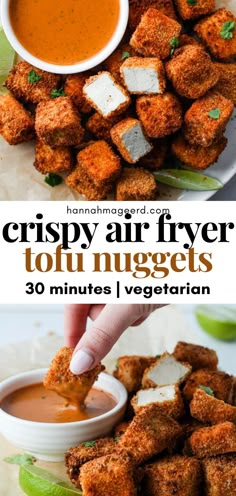 crispy air fryer tofu nuggets with dipping sauce