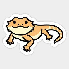 an orange and white lizard sticker on a gray background