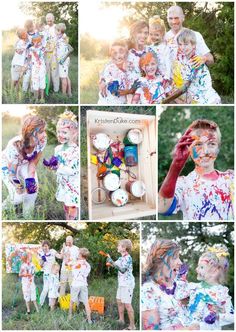 Paint Photography Ideas, Family Photos Fun Creative, Family Photo Painting Ideas, Rainbow Family Pictures, Fun Family Portrait Ideas, Messy Family Photos, Paint Mini Session, Fun Family Photo Ideas Creative, Fun Family Picture Ideas