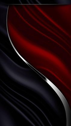 an abstract black and red background with shiny silver lines in the center, as well as wavy satin material