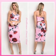 Nwt! Floral Skirt And Crop Top With Exposed Zipper. Dollhouse Dress Shop Size Small True To. Size May Be Able To Fit Xs Too. Casual Pencil Skirt Dresses For Spring, Pink Fitted Midi Skirt, Fitted Pink Midi Dress, Spring Night Out Pencil Dress, Pink Fitted Skirt For Brunch, Fitted Pink Skirt For Brunch, Spring Pencil Skirt Dress With Lined Skirt, Pink Sleeveless Dress With Lined Skirt, Spring Pencil Skirt Dress For Date Night