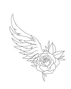 a rose with wings is shown in the shape of an angel's wing on a white background