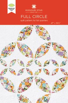 Get this Modern Full Circle Quilt Pattern by Missouri Star. Make a well-rounded quilt with this original design! This fat-quarter-friendly pattern uses our popular Missouri Star orange peel templates to create beautiful rings of petals. Circle Quilt Patterns, Free Quilt Tutorials, Crumb Quilt, Missouri Star Quilt Company, Circle Quilts, Charm Quilt, Brother Embroidery