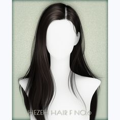 a white mannequin with long black hair on it's head and the words heeze hair no d