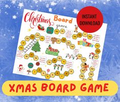 a christmas board game with snowflakes on the background