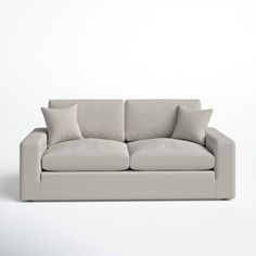 Sink in + stretch out. This sofa’s cushions nestle into a boldly proportioned wood frame with square arms and a low back. It's wrapped in durable upholstery for everyday lounging, and the reversible down-blend cushions allow for even wear. Sinuous springs add lots of support. Two throw pillows are included for an extra layer of comfort. AllModern Fabric: Effie Linen Performance Linen AllModern Asher 82" Upholstered Sofa | Size 24" H X 82" W X 45" D Handsome Character, Modern Brands, Cozy Dog Bed, Dog Stroller, Cozy Dog, Sofa Size, Nursery Furniture Sets, Rocker Recliners, Teen Bedding