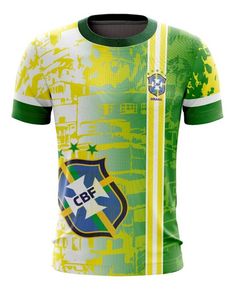 a green and yellow soccer jersey with stars on the chest, in front of a white background