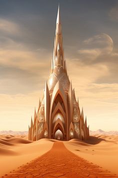 a large castle in the middle of a desert