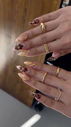 Cocktail Nails, Autumn Manicure, Classy Acrylic, Colourful Nails, Thanksgiving Nail, Cheetah Nails, Colorful Nails