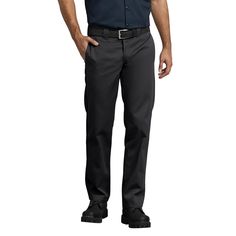 PRICES MAY VARY. CLASSIC WORKWEAR: This pant is designed with a fit that sits below waist & slim in seat and thigh with straight leg. It's made with a wrinkle-resistant poly/cotton fabric blend with a stain-release finish for enhanced durability. STURDY FUNCTIONALITY: Our popular slim work pant is great on and off the job, featuring tunnel belt loops, a hook-&-eye waist closure with heavy-duty brass zipper, side seam front pockets & back welt pockets for flap-free contour, plus a center crease Q Dickies Clothing, Best Chinos, Best Work Pants, Workwear Brands, Buy Clothes Online, Safety Clothing, Work Uniforms, Sports Trousers, Straight Trousers