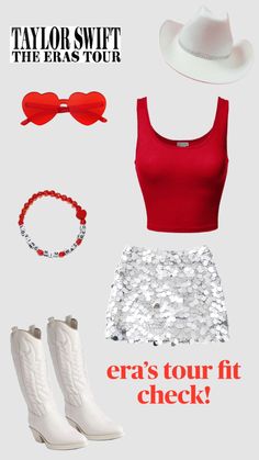 TAYLOR SWIFT ERAS TOUR OUTFIT IDEA (I AINT GOING BY THE WAY BUT SOMEOME CAN BUY ME TICKETS 😚🤗🤭😉😏#outfitinspo #challenge #preppy #preppy #inspo #cute #beauty #skincare #fyp #shuffles #like Red Taylor Swift Outfits Concert, Cute Era Tour Outfits, Bejeweled Taylor Swift Inspired Outfit, Preppy Taylor Swift Eras Tour Outfits, Easy Taylor Swift Outfit Ideas, Taylor Swift Aesthetic Clothing, Preppy Taylor Swift Outfits, Taylor Swift Concert Outfit Eras Tour Red