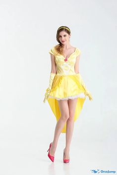 Orcajump - Halloween play performance clothes Belle princess dress Belle short skirt queen queen dress adult - Final Sale Princess Belle Costume, Beauty And The Beast Costume, Belle Princess, Belle Cosplay, Princess Halloween Costume, Belle Costume, Queen Queen, Fancy Dress Outfits, Princess Dress Up