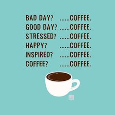 a cup of coffee with the words bad day on it