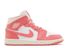 Wmns Air Jordan 1 Mid 'Strawberries And Cream' - Air Jordan - BQ6472 186 - white/sea coral/atmosphere/sail | Flight Club Cute Jordans, Wmns Air Jordan 1, Preppy Shoes, Jordan Shoes Retro, Womens Air Jordans, Sea Coral, Cute Nike Shoes, White Sea, Cute Nikes