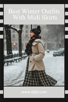 Outfits With Midi Skirts, Midi Skirt Outfit Winter, Long Skirt Winter, Midi Skirt Winter, Winter Outfits For Women, Skirts Ideas, Winter Skirt Outfit