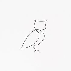 the outline of an owl is shown in black and white, with one line drawn across it's body