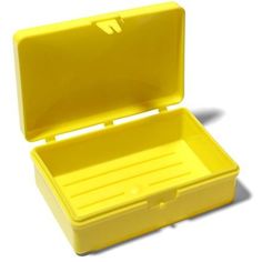 an open yellow box on a white background