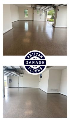 before and after photos of an empty garage