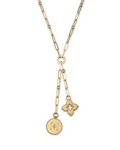 Roberto Coin 18K Yellow Gold Venetian Princess Diamond Flower & Disc Pendant Y Necklace, 15" Jewelry & Accessories - Bloomingdale's Luxury Jewelry With Flower Charm For Formal Occasions, Luxury Formal Jewelry With Flower Charm, Luxury Necklace With Flower Charm For Anniversary, Luxury Yellow Gold Necklace With Flower Charm, Luxury Yellow Gold Flower Pendant Jewelry, Luxury Gold-tone Necklace With Detachable Pendant, Luxury Gold Necklace With Flower Charm, Luxury Round Jewelry With Flower Charm, 15 Jewelry