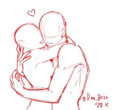 a drawing of a man holding a baby in his arms with a heart above him