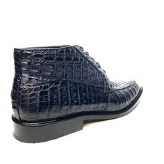 Los Altos Navy All over Crocodile Lace-Up Dress Ankle Boots - Dudes Boutique Leather Boots With Crocodile Pattern For Formal Occasions, Formal Crocodile Pattern Boots With Round Toe, Formal Crocodile Pattern Round Toe Boots, Elegant Formal Boots With Crocodile Pattern, Fitted Crocodile Pattern Business Boots, Fitted Crocodile Pattern Boots For Business, Formal Fitted Boots With Crocodile Pattern, Dress Ankle Boots, Ankle Boots Dress