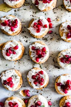 cranberry and goat cheese appetizers on a baking sheet