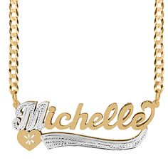 Our Personalized Double plated name necklace "Michelle" can be your next treat. The first letter is filled with beading and is available in Sterling Silver and Gold over Sterling Silver. The name can be personalized with a name of up to 10 characters (Letters only, NO numbers, or special characters). Customizable with using letters. Monogrammed Cufflinks, Leather Kits, Character Letters, Swarovski Heart, Crown Necklace, Name Earrings, Nameplate Necklace, Diffuser Necklace, Mothers Necklace