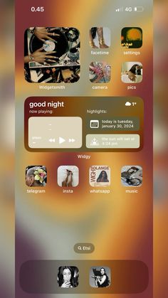 an iphone screen with the music player and other icons on it's left side