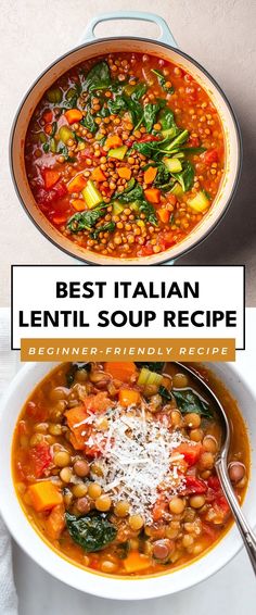 Image for Best Italian Lentil Soup Recipe Giada De Laurentiis Lentil Soup, New Years Lentil Soup, Cookie And Kate Lentil Soup, Lentil Beef Soup, Healthy Lentil Soup Recipes, High Protein Lentil Soup, Lentil Recipes Instant Pot, Lentil Recipes Soup, Lentil Soup Recipe Easy