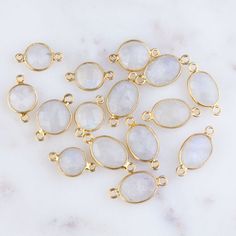 3pcs-Moonstone Round or Oval Gold Plated over Sterling Silver Link Connector, Gold Moonstone Station Faceted Round Moonstone Jewelry, Handmade Round Moonstone Gemstones, Oval Cabochon Moonstone Jewelry, Round Moonstone Cabochon Earrings, White Moonstone Jewelry Oval Cabochon, Jewelry Connectors, Gold Gold, Gold Coins, Coin Pendant