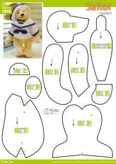 the sewing pattern for a teddy bear is shown