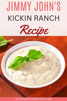 Jimmy John’s Kickin Ranch in small dish Kicking Ranch Jimmy Johns, Spicy Ranch Sauce, Ranch Sauce, Vegetarian Barbecue, Jimmy Johns, Bbq Sauces, Ranch Recipe, Vegan Sour Cream, Taco Sauce