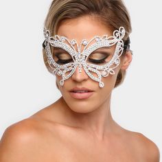 Venetian Crystal Masquerade Mask Style No : [397185] M2164-S-Cl Color : Clear, Silver Theme : Butterfly Size : 7" X 4", 42" L Crystal Butterfly Mask Elegant Formal Masquerade Mask For Mardi Gras, Glamorous Masquerade Mask For Carnival Evening, Glamorous Evening Masquerade Mask For Carnival, Elegant Masquerade Mask With Rhinestones For Party, Elegant Rhinestone Masquerade Mask For Party, Elegant Fitted Masquerade Mask For Mardi Gras, Elegant Fitted Masquerade Mask, Elegant Masquerade Mask For Festivals, Carnival Rhinestone Masquerade Mask