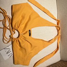 Orange New And Never Used With Tag Zara Summer Beach Crop Top, Zara Summer Crop Top For Beach, Flowy Crop Top, Floral Print Crop Top, Denim Crop Top, Bandana Styles, Sequin Crop Top, Bralette Crop Top, Corset Crop Top