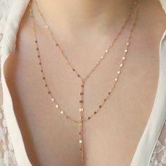 Double Strand Y Necklace, Layered Necklace, - Wander + Lust Jewelry Low Cut Dress, Loose Tank Top, Low Cut Dresses, Loose Tank, Silver Link Chain, Loose Tank Tops, Cut Dress, Y Necklace, Freshwater Pearls Earrings