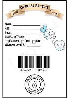 Free printable official tooth fairy receipt for boys personalized editable pdf Tooth Fairy Receipt Free Printable, Tooth Fairy Pillow Diy, Tooth Fairy Letter Template, Fairy Letters, Tooth Fairy Note, Boy Tooth Fairy, Tooth Fairy Gifts