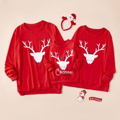 Merry Christmas Reindeer, Matching Sweatshirts, Light Blue Shirts, Family Christmas Shirts, Basic Long Sleeve, Baby Outfits Newborn, Fashion Costume, Matching Family Outfits, Family Outfits