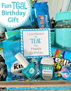 a birthday gift box filled with lots of goodies for someone's special day