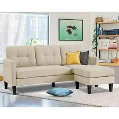 a living room scene with focus on the sectional sofa